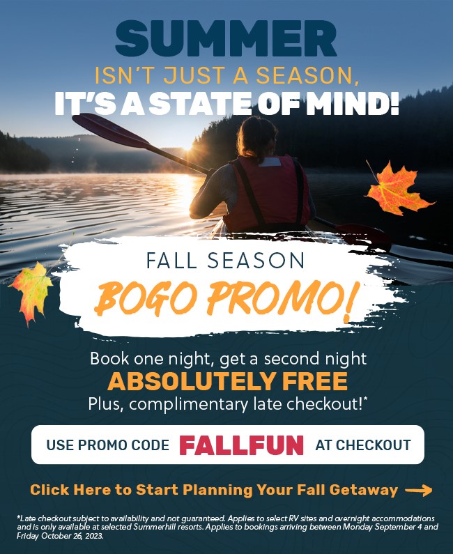 Fall Rental BOGO offer at select Summerhill Resorts